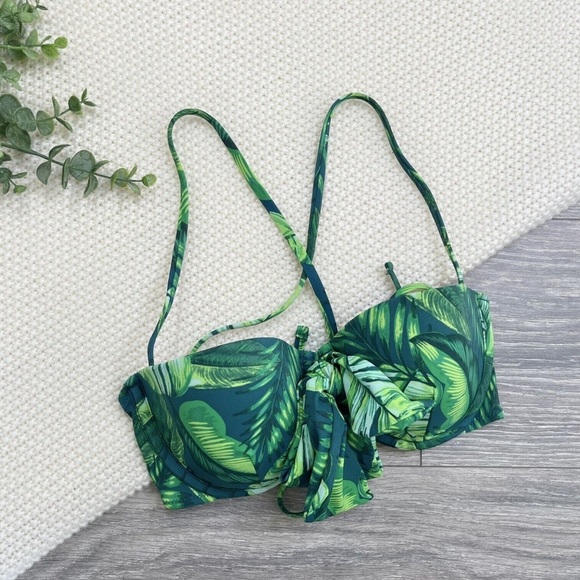 🛍️ Bathing Suit Top Shade & Shore Palm Green Bra - Picture 1 of 4